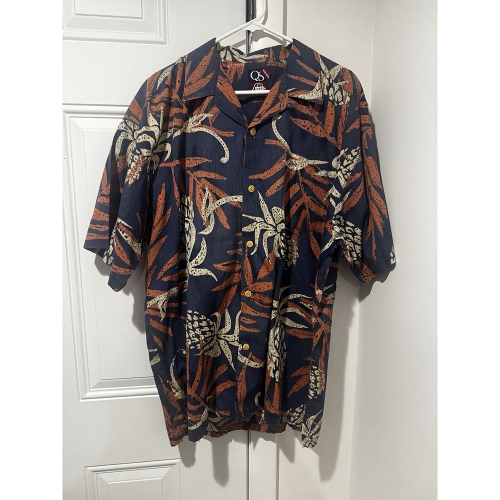 Vintage Quicksilver Hawaiian Floral Pineapple Shirt USA Made tropical XL Mens